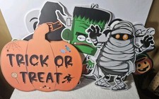 10 Pc Halloween Yard Sign Decor Pumpkin Cat Ghost Frankenstein Ghouls Spooky