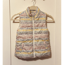 Calvin Klein Jeans Girls Puffer Vest Logo Print Multicolor Size 6 Polyester