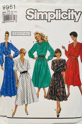 Simplicity 9951 Vintage Woman's Misses Dress Size 10-14 Belted Work to Casual