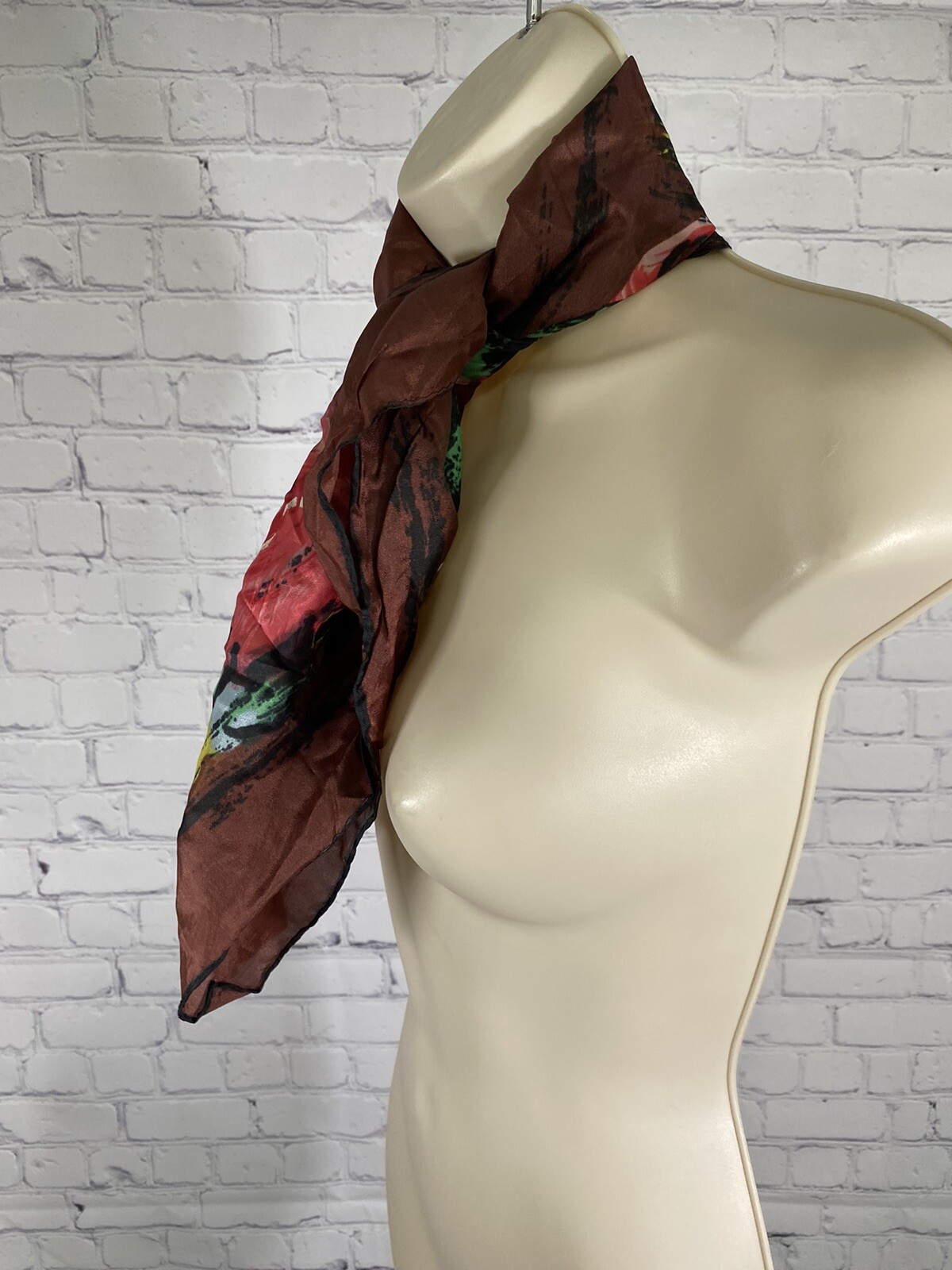 Embossed Brown Flower Pattern Square Semi Sheer N… - image 3