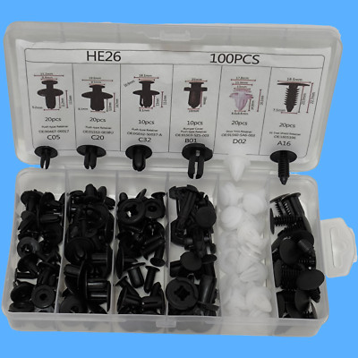 For 100X Car Clips Fixer Plastic Fasteners Kit Push Type Rivet Assortment