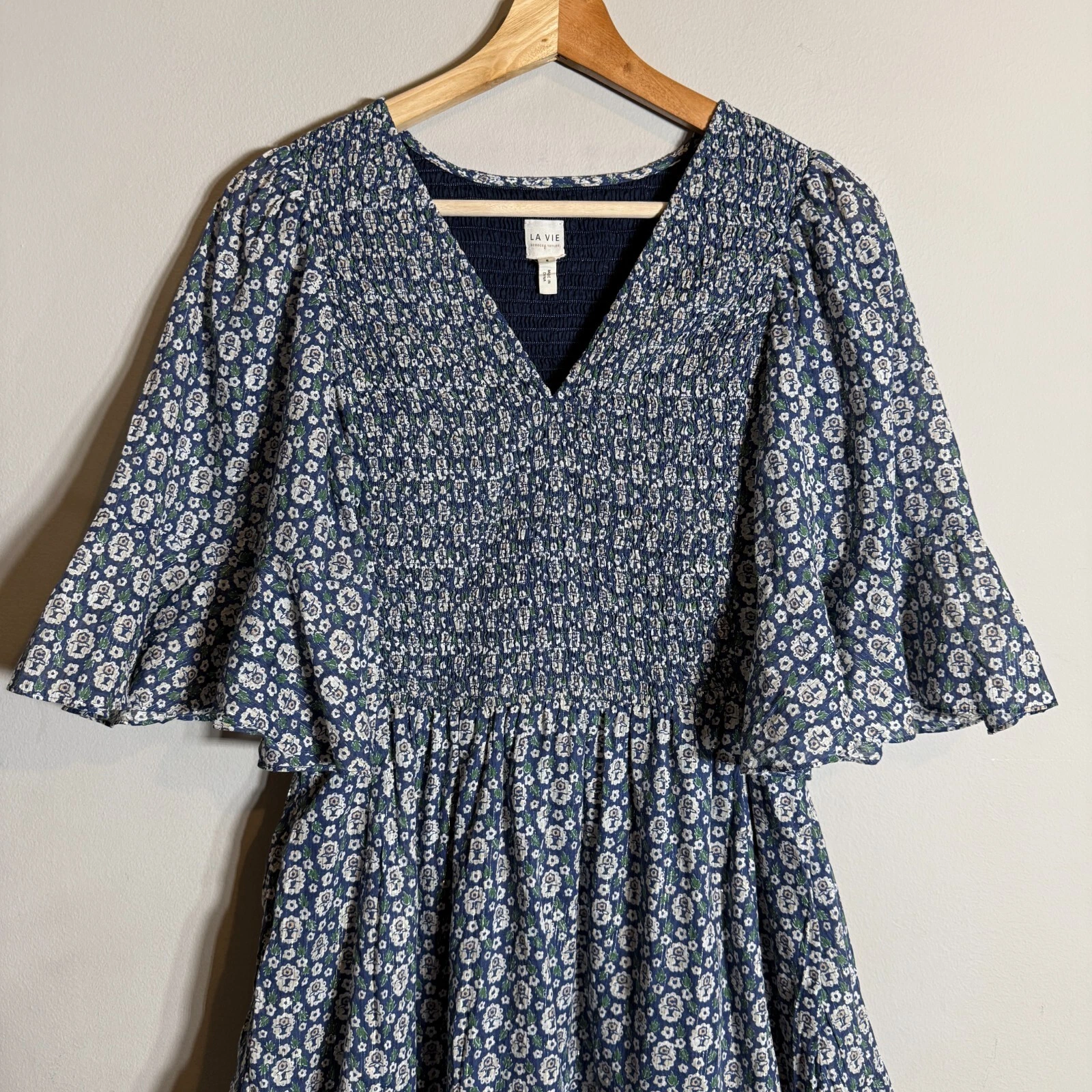 VETEMENTS Mini abito donna La Vie Rebecca Taylor Petula smock piccolo blu floreale chic nuovo senza etichette