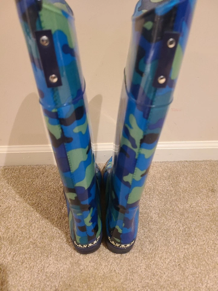 Botas de lluvia Lauren Ralph Lauren Rossalyn II azul verde estampado camuflaje para mujer talla 8 Foto 4 de 4