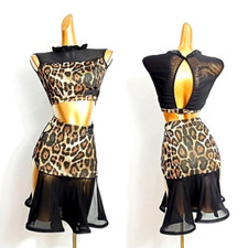 Latin Dance Dress Leopard Tops and Skirt Latin Dance Ballroom Dance Performamnce