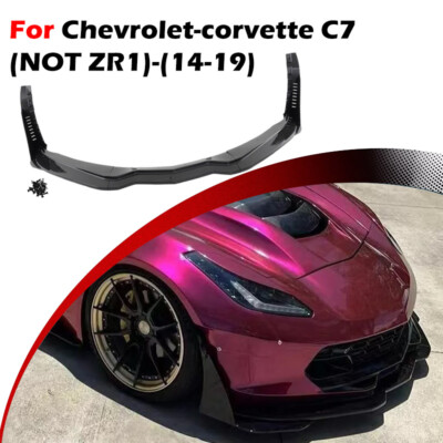 Glossy Black Front Lip Splitter+Side Winglets Fits 14-19 Corvette C7 Z06 Stage 5