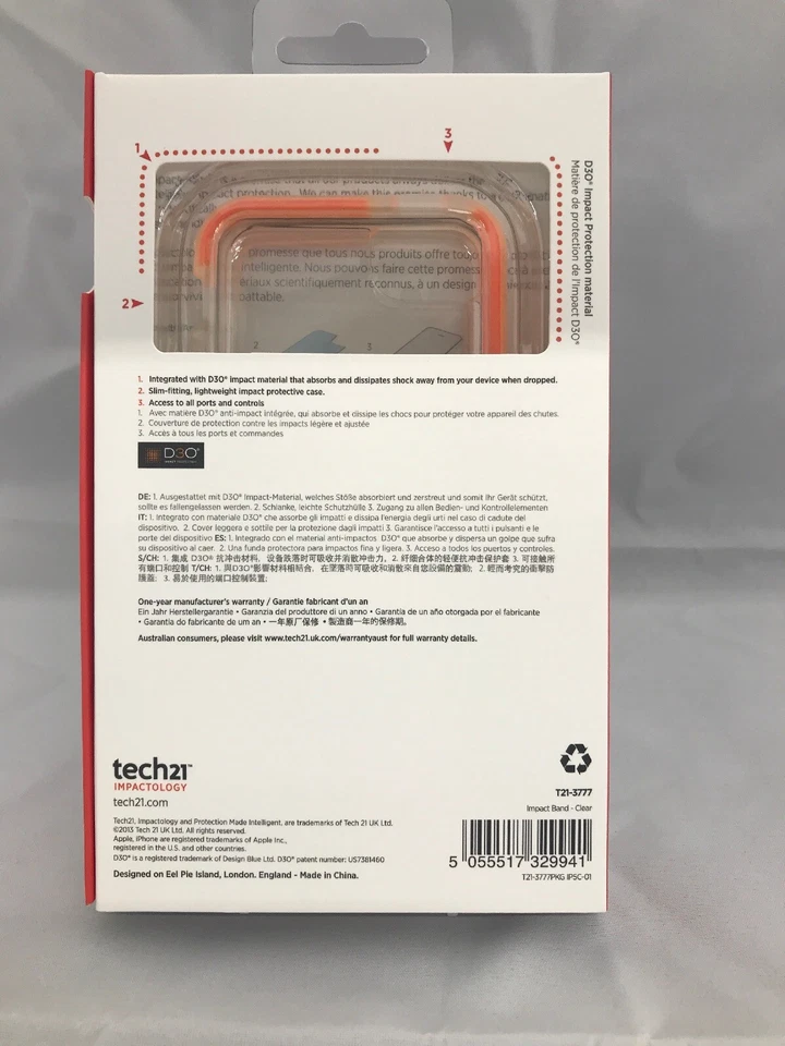 Funda Tech21 Impact Band para iPhone 5c - Transparente Lote de 5 *Nueva Sellada*  Foto 3 de 4