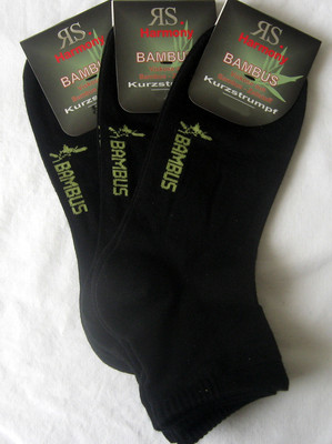 3 Paar Harmony Sneaker Herren Bambus Kurzstrumpf Socken schwarz XXL = 47 bis 50