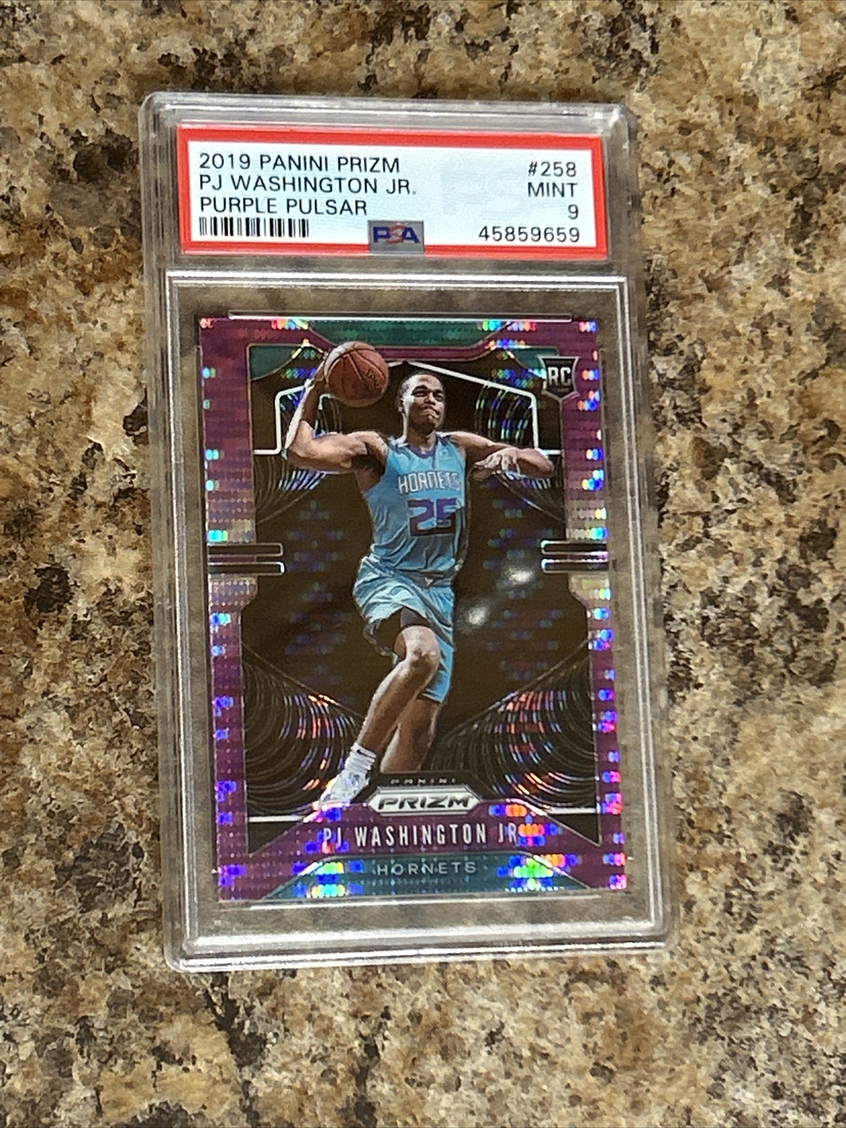 PJ WASHINGTON 2019 Panini Prizm PURPLE PULSAR RC 16/35 PSA 9 RC DALLAS MAVERICKS