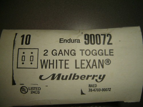 Lot of 3, Mulberry 90072, 2 Gang, 2 Toggle, White Wall Plate Unbreakable - Picture 2 of 2