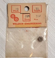 Vintage Weldun Engineering Slot Car .090" Bore Pinion Gear 10 Tooth 48 Pitch NOS
