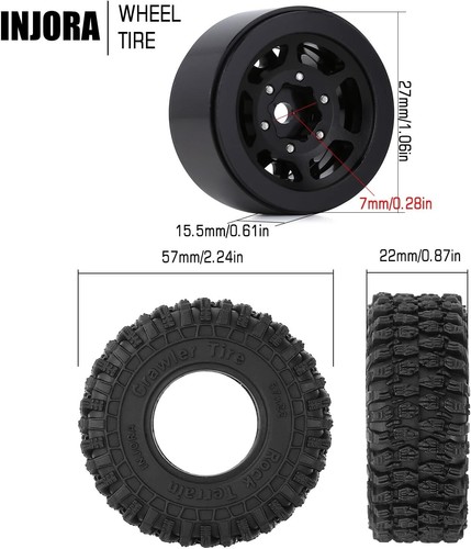 Super Soft Sticky 1.0 Beadlock Tires for Micro Crawler - Dimensions: 57x22mm - Picture 7 of 8