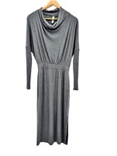 Anthropologie Daily Practice Small Draped Cowl Neck Gray Maxi Dress | Size Small