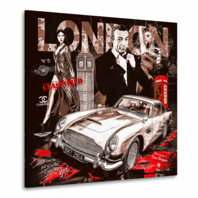 Leinwandbild Bond Aston Martin Auto Pop Art Bilder Kunstdruck Wandbilder