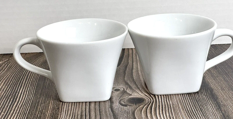 Кофейные кружки каждый день белый фарфор чашки комплект (2) квадратное основание кофейные чашки - Изображение 4 из 4