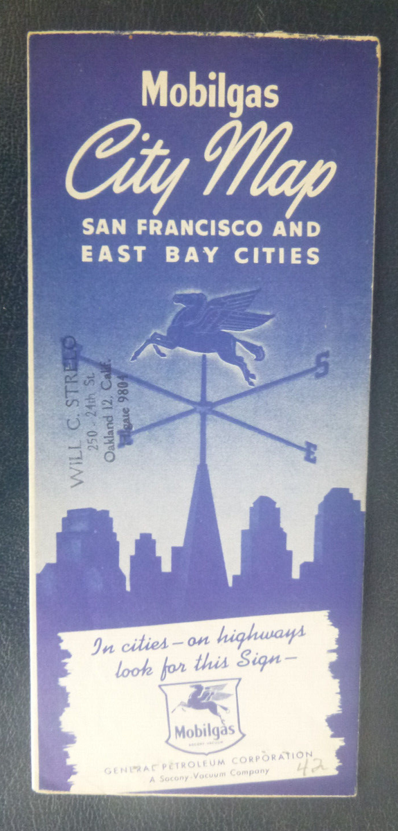 1942 San Francisco East Bay street road map General Petroleum oil