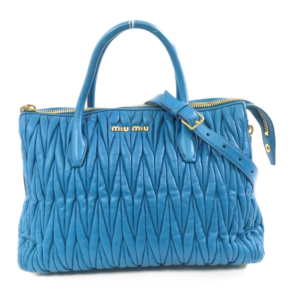 Miu Miu GHW 2way Shoulder Bag RN1016 Lambskin Leather Blue | eBay