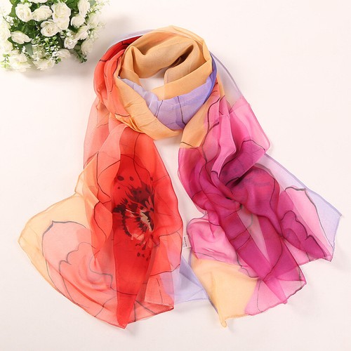 Damen langer Blumenmuster Seidenmischung Pashmina Schal Halstuch Schal Sonnencreme Schals Geschenk - Bild 48 von 58