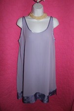 VALERIE STEVENS Lilac Chiffon Nightgown Satin Hem  Scoop Neck Trim L Chemise