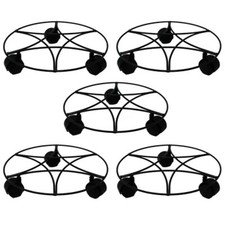 5Pc Plant Pot Planter Caddy Stand Mover Metal Black Wheels Trolley Wheelie Mover
