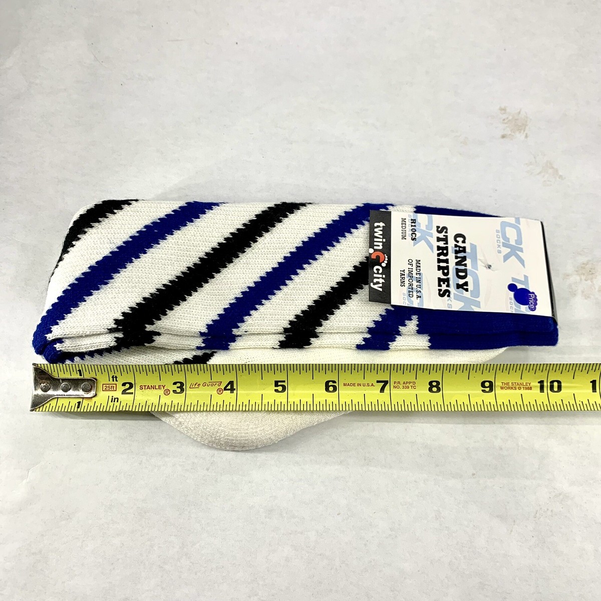 Chaussettes Twin City Rayées Vertes Et Noires - Taille S (6-8), Style Crew, Neuf Avec étiquettes