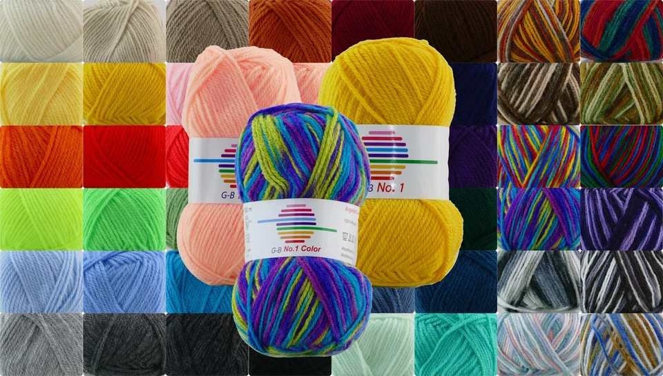 G-B Wolle No.1 Strickwolle Strickgarn Schulgarn Basteln Polyacryl uni color 50g