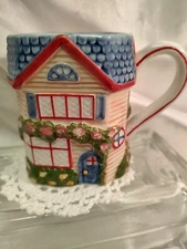 Vtg. cottage mug Avon collection cup 1997 planter,mug cottage core 4"x3"