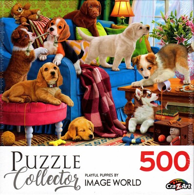 Gibsons 500-Piece Jigsaw Puzzle - Playful Pups Dog Breed Illustration, Eco-Friendly Recycled Board - View #7