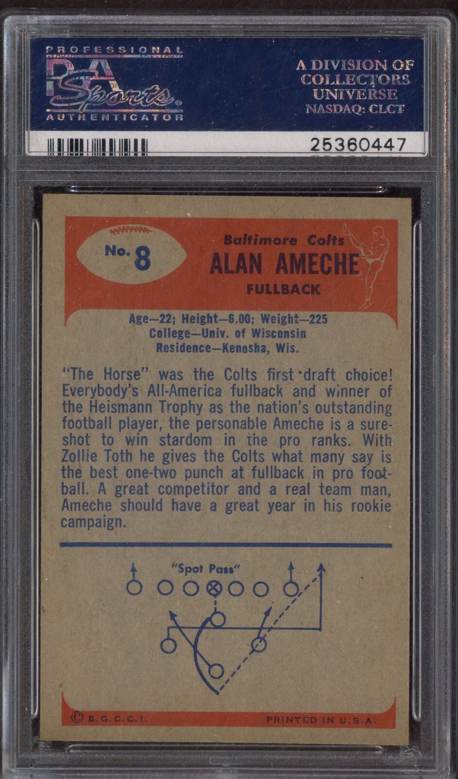 1955 Bowman Football 8 Alan Ameche Baltimore Colts PSA 7 NM eBay
