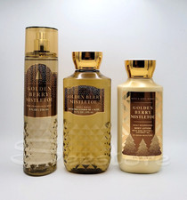 Bath  Body Works Golden Berry Mistletoe Body Mist Shower Gel  Lotion Set of 3