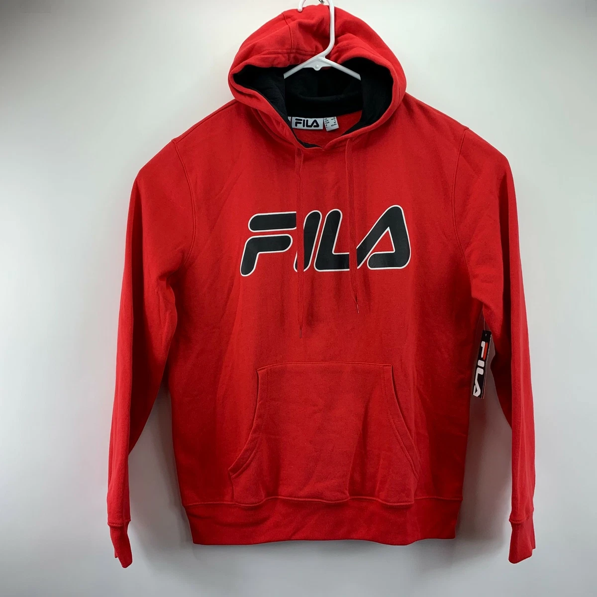 Fila Mens Logo Pullover Training Hoodie Red M eBay