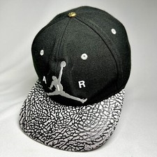 Michael Air Jordan Jump Man Logo Black YOUTH Ball Cap Texture Brim SnapBack