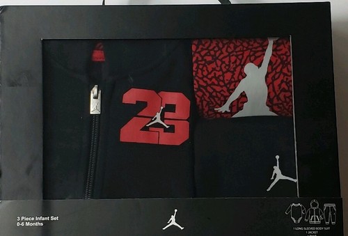 Nike Air Jordan Edición Limitada de 3 piezas Conjunto en Caja Con Capucha  Pantalones Traje de Baño de 0-6 meses | eBay