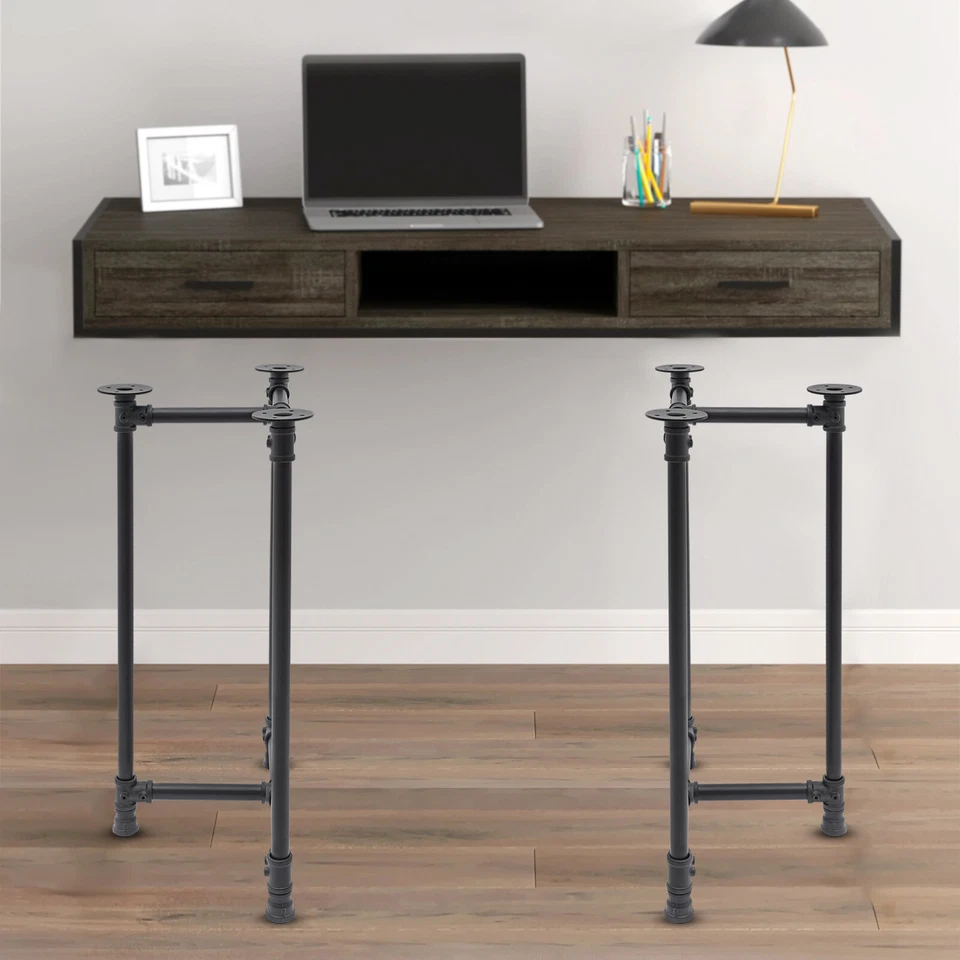 Juego de 2 patas de mesa de metal para escritorio de 28 pulgadas patas de mesa de comedor industrial negro Foto 3 de 4