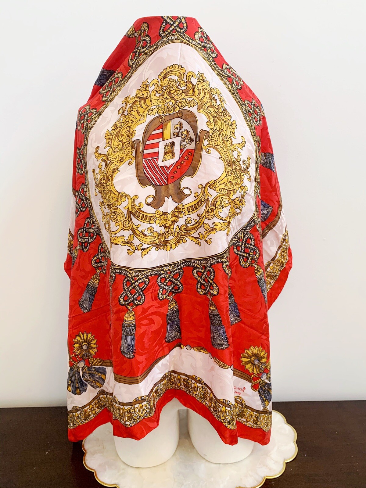 Foulard Vintage En Soie Nicole De Beauvoir - Dimensions 86 X 87 Cm, Bleu, 100% Soie TBEG, Occasion