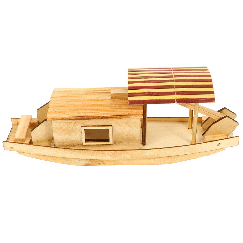木製小舟型インテリア装飾 手作りです! Wooden Canoe Model Small Boat Desktop Model Wooden Boat