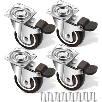 Möbelrollen Set Gummi 25mm Schwerlastrollen mit Bremse 4er Transportrollen