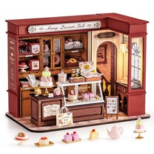 Rolife DIY Dollhouse Miniature House Kit 1:18 Vintage French Dessert Shop, Woode