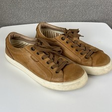 Taos Women's Plim Soul Lux Leather Sneakers Size 9 Caramel Orthotic Friendly