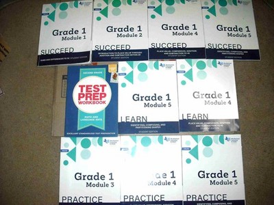 Lot of 9 bluebonnet learning math books grade 1 student edition +test prep (2nd)