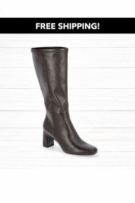 MADDEN NYC - SIZE: 6 - Brown Tall Faux Leather 3'' Heel Boots W/ Comfort Insoles!