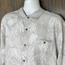 TOMMY BAHAMA Mens XLT Canyon Beach Flannel Shirt Cloudy Fronds White Grey