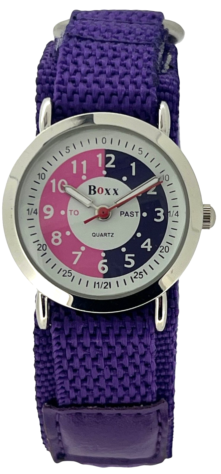 BOXX Children's Purple Hook & Loop Time Teaching Dial Quartz Analogue Wristwatch