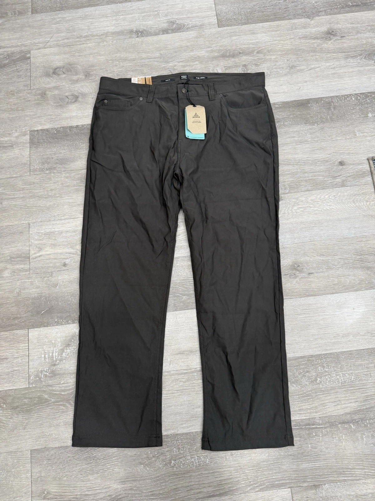 Prana Brion Slim Pant II Tapered Leg Slim Fit Gray Hiking Stretch Men 40 x 30