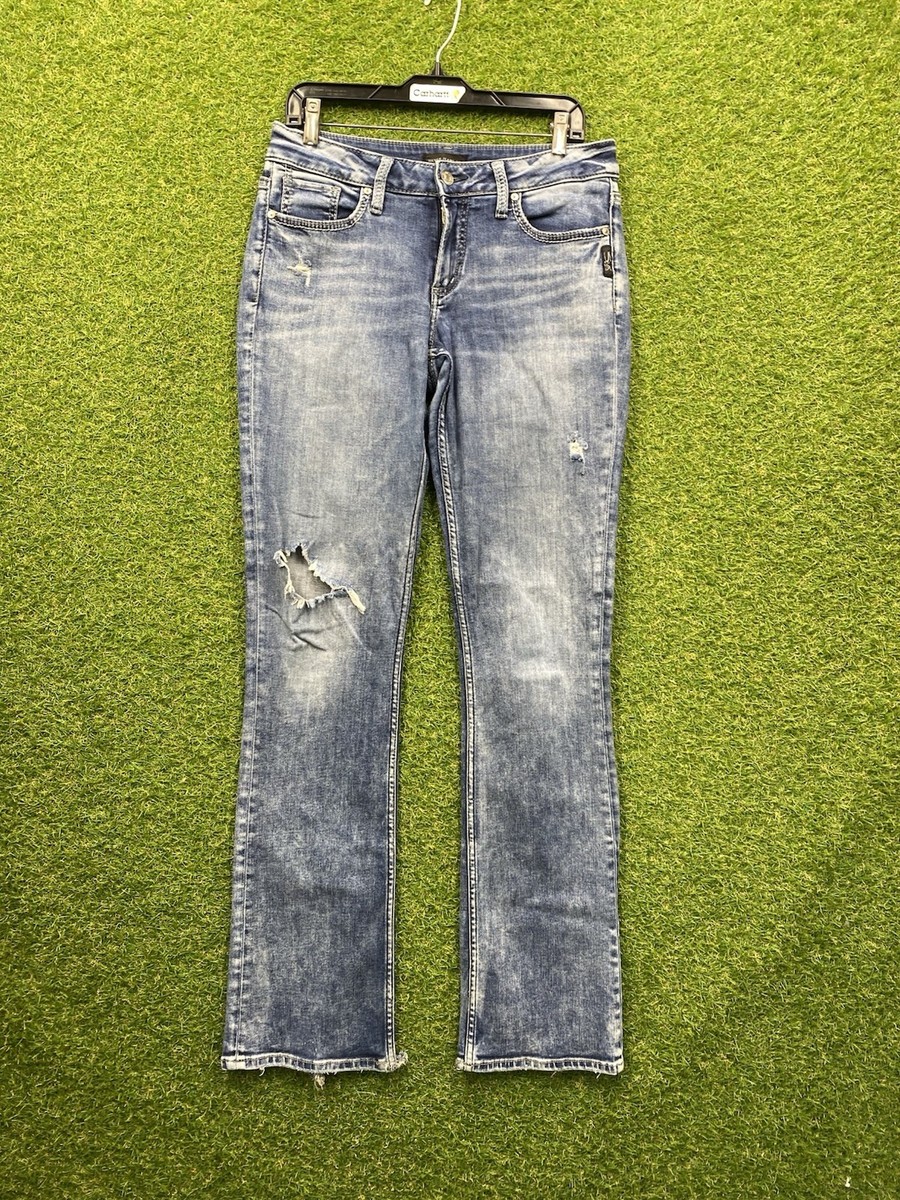 Silver Jeans Suki Mid Slim Boot Jeans Womens 30x34 Blue Super Stretch  Bootcut