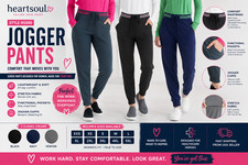 Women's Heartsoul Medical Scrub Scrubs Rib Knit Waist Jogger Pant HS090 Navy Pew