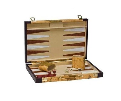 15'' Old Map Backgammon Game Set Leatherette Case Map Design
