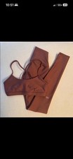 Alo Brown Activewear Set XS Sports Bra  XXS Leggings for Women Yoga Gym