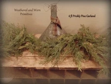 Primitive Country Faux Prickly Pine Garland 6 ft. Very Realistic Look