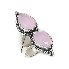 Natural Pink Chalcedony Gemstone 925 Sterling Silver Jewelry Ring Size 8 Gift P6