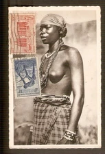 SOUDAN  (AOF) carte  postale Femme de BAMAKO(Soudan Français)/timbrées 1949